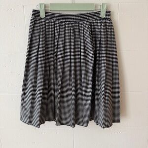 Vintage Gingham Mini Skirt | Black White Pleated Preppy Academia | Size Medium